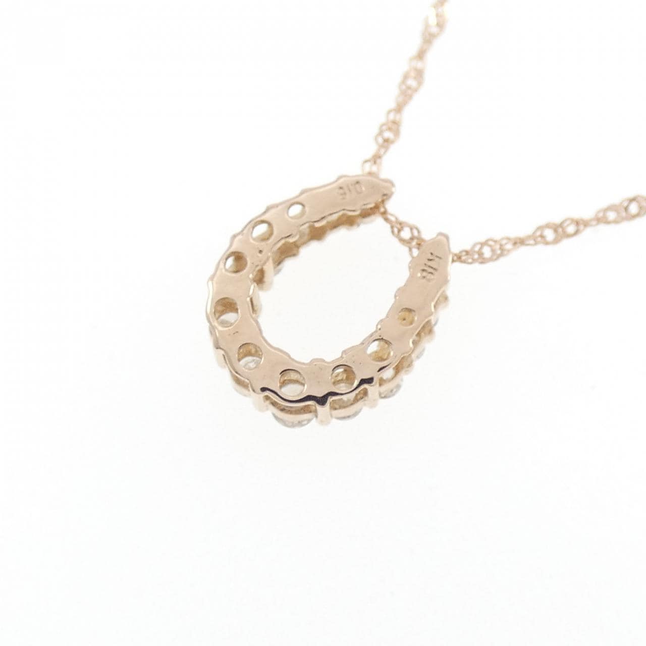 K18PG/750PG ホースシュー ダイヤモンド ネックレス 0.15CT