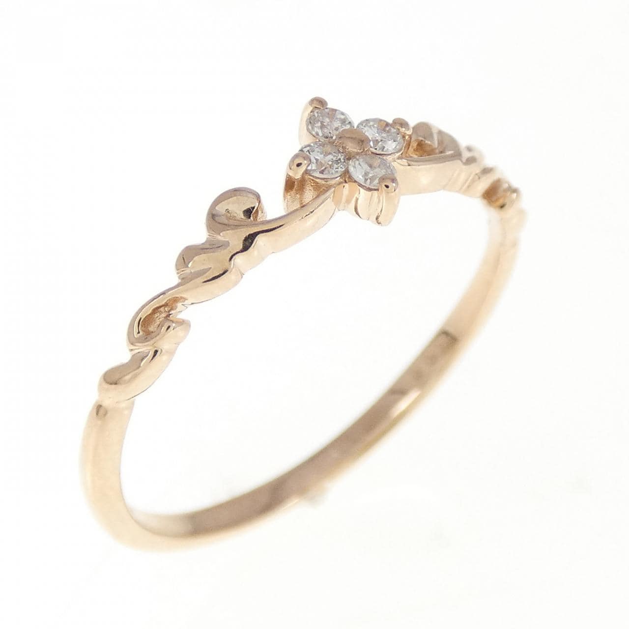 K10PG フラワー ダイヤモンド リング 0.05CT