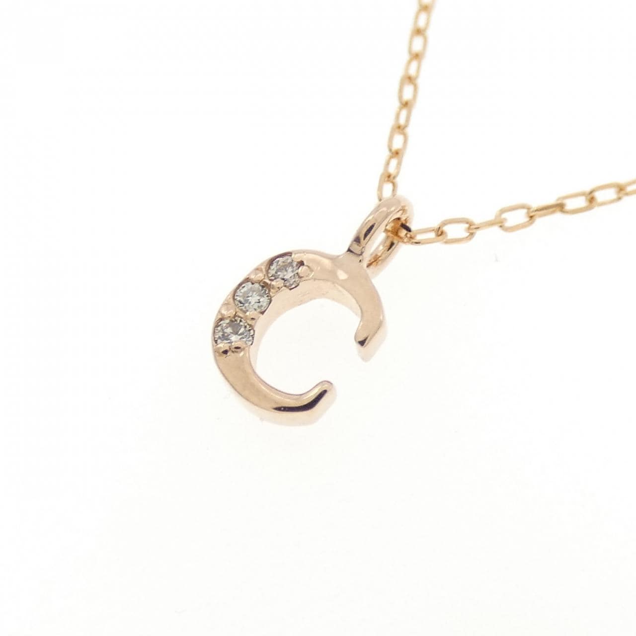 K18PG イニシャルC ダイヤモンド ネックレス 0.01CT