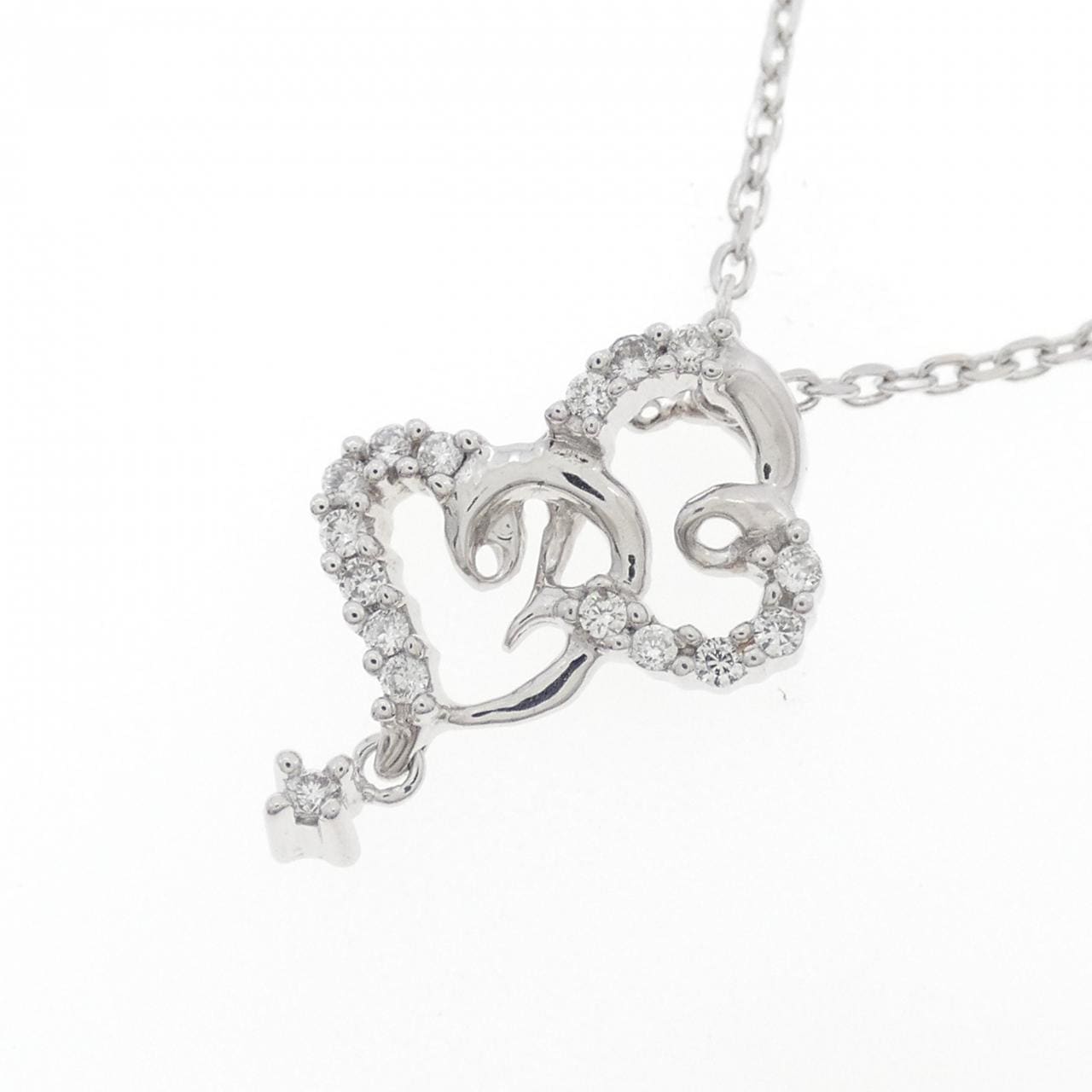 K18WG ハート ダイヤモンド ネックレス 0.10CT