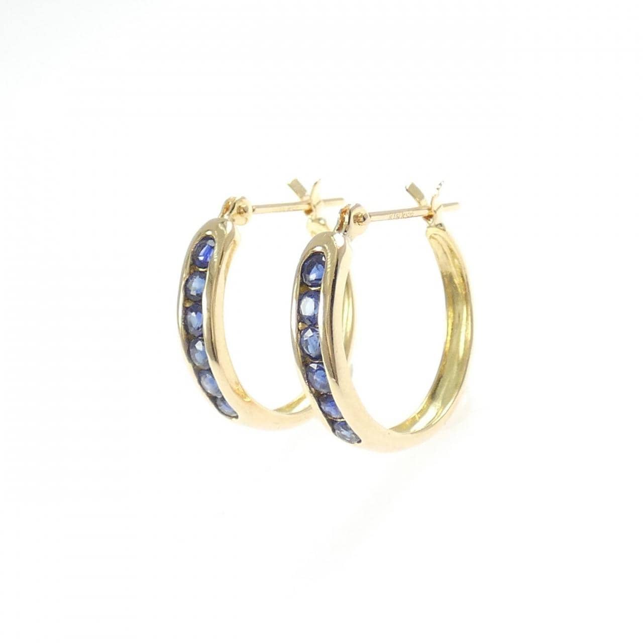 K18YG サファイヤ フープ ピアス 0.72CT