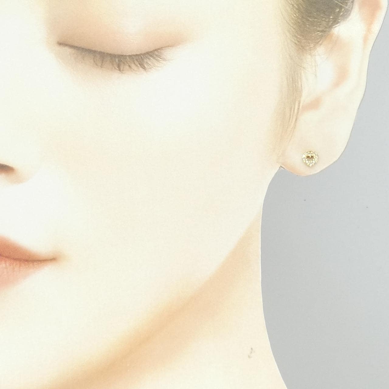 K18YG ハート ダイヤモンド ピアス 0.10CT