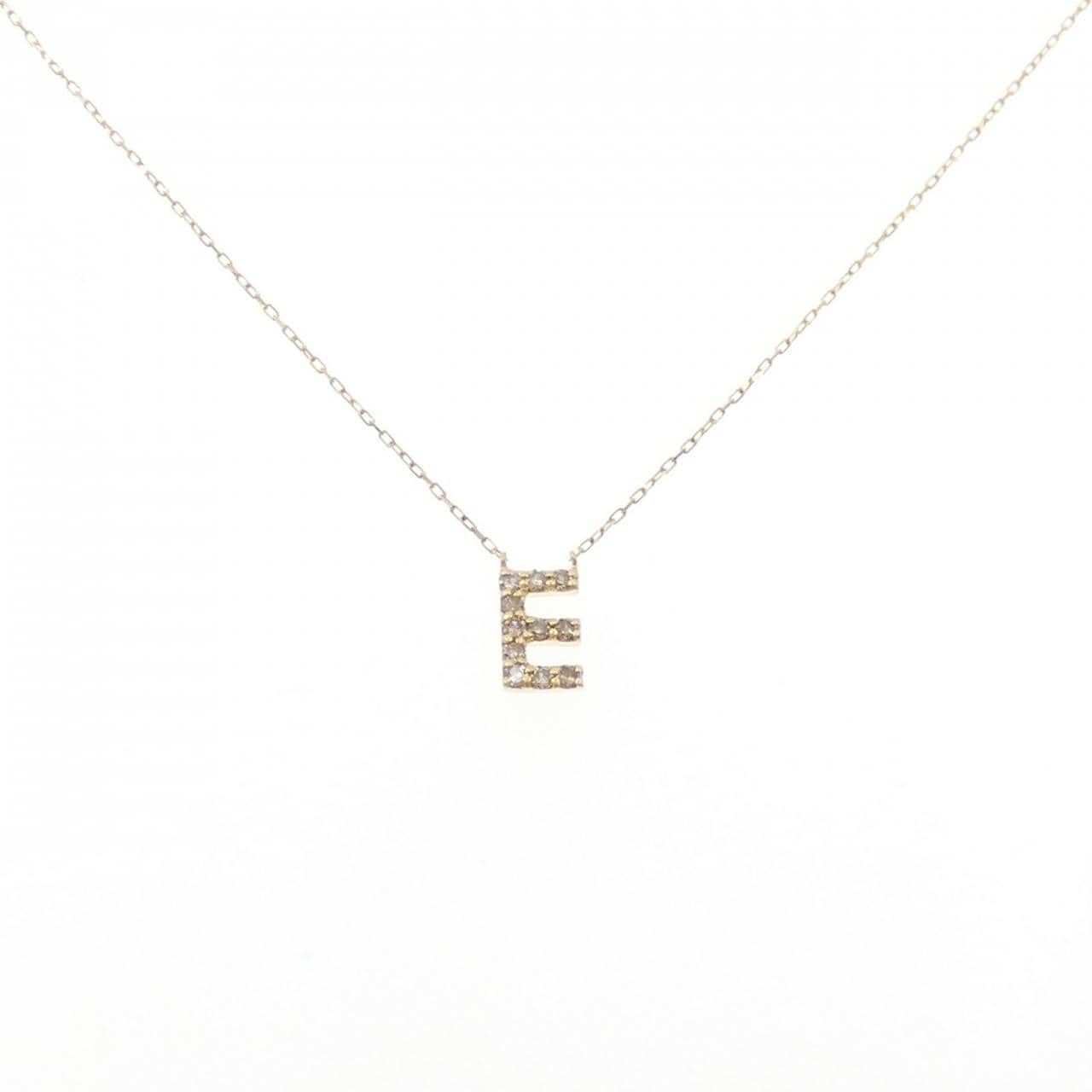 K18YG イニシャルE ダイヤモンド ネックレス 0.09CT