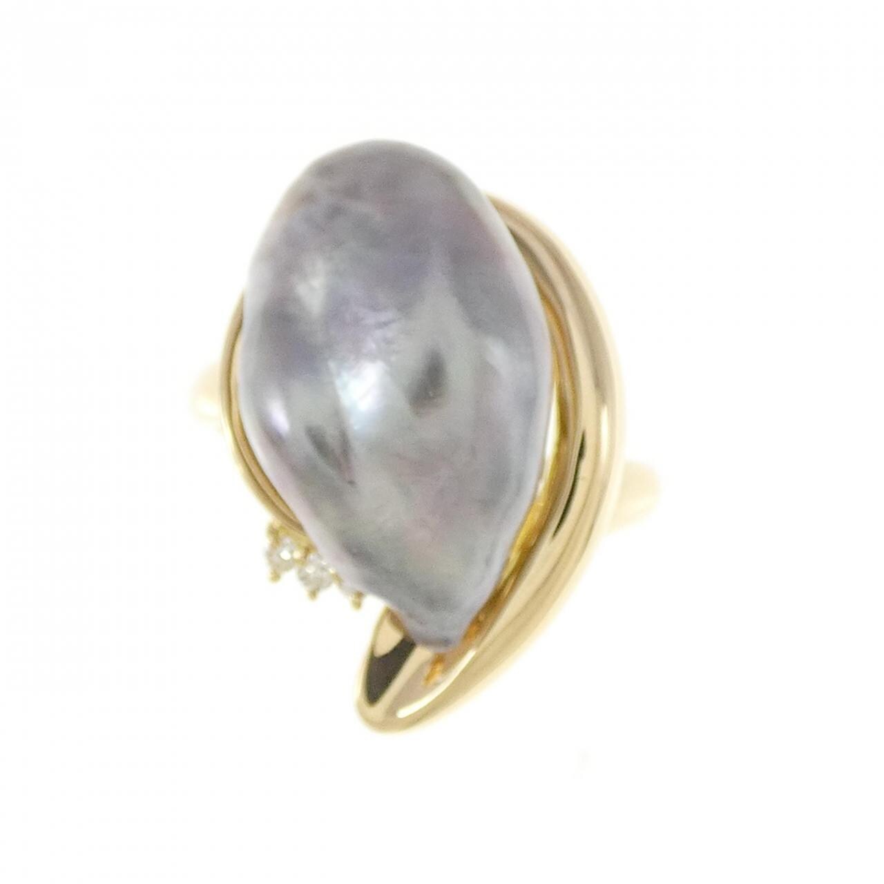 K18YG black butterfly pearl ring
