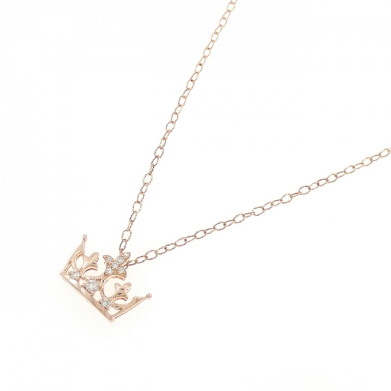 10KPG/K10PG クラウン ダイヤモンド ネックレス 0.11CT