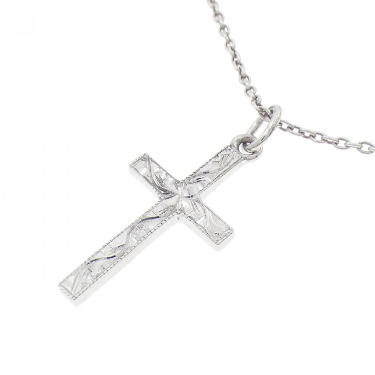 K10WG クロス ダイヤモンド ネックレス