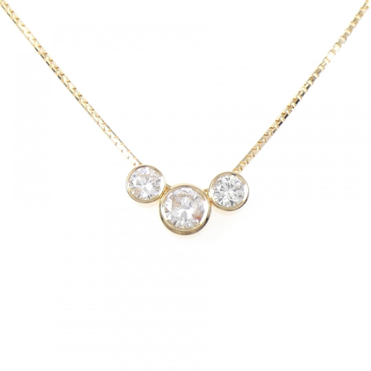 K18YG スリーストーン ダイヤモンド ネックレス 0.51CT