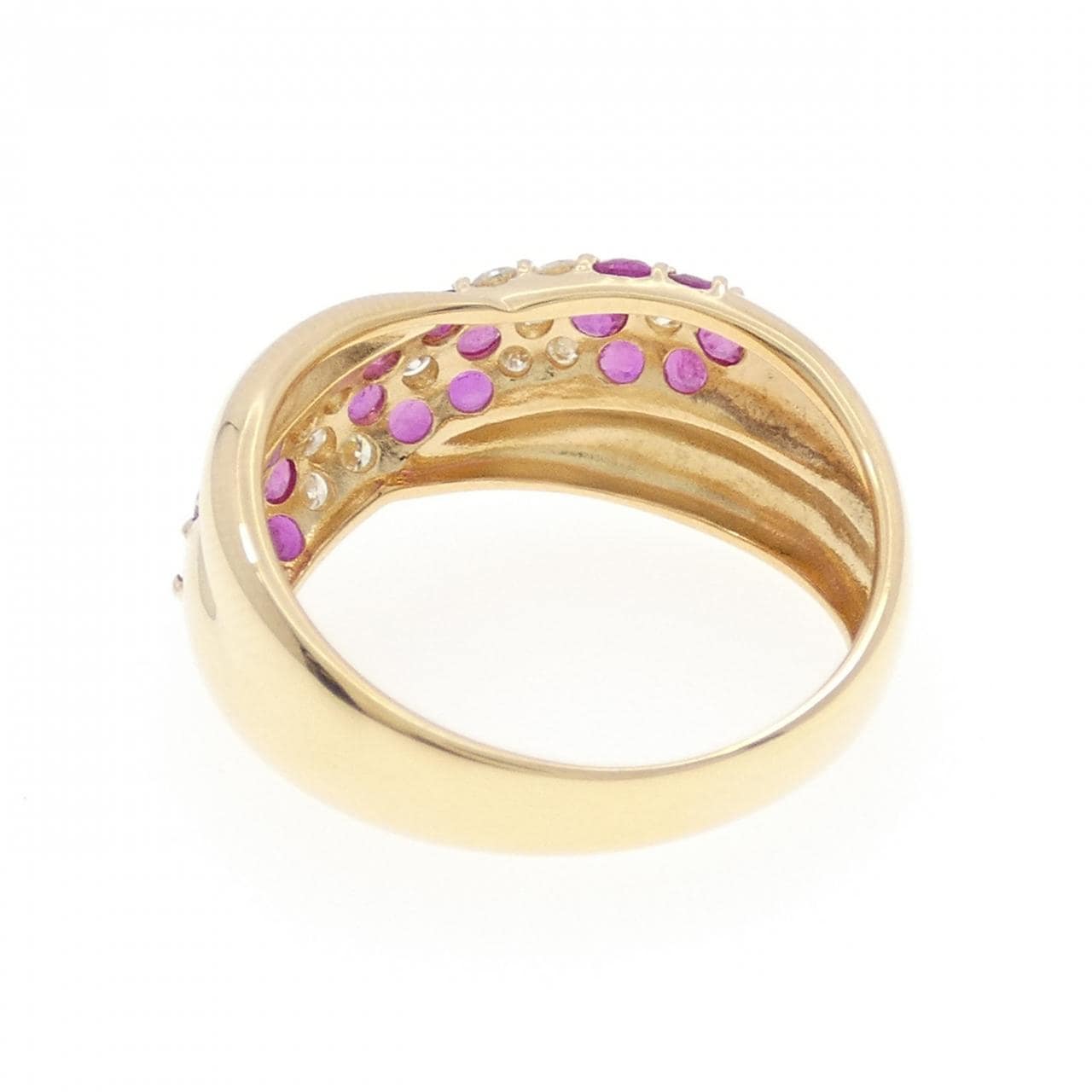 K18YG Flower Ruby Ring 1.00CT