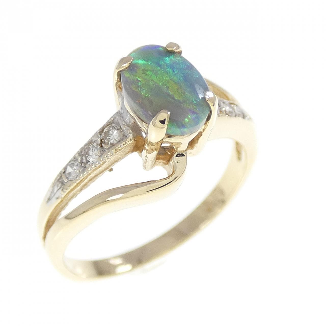 14KYG/14KWG ブラックオパール リング