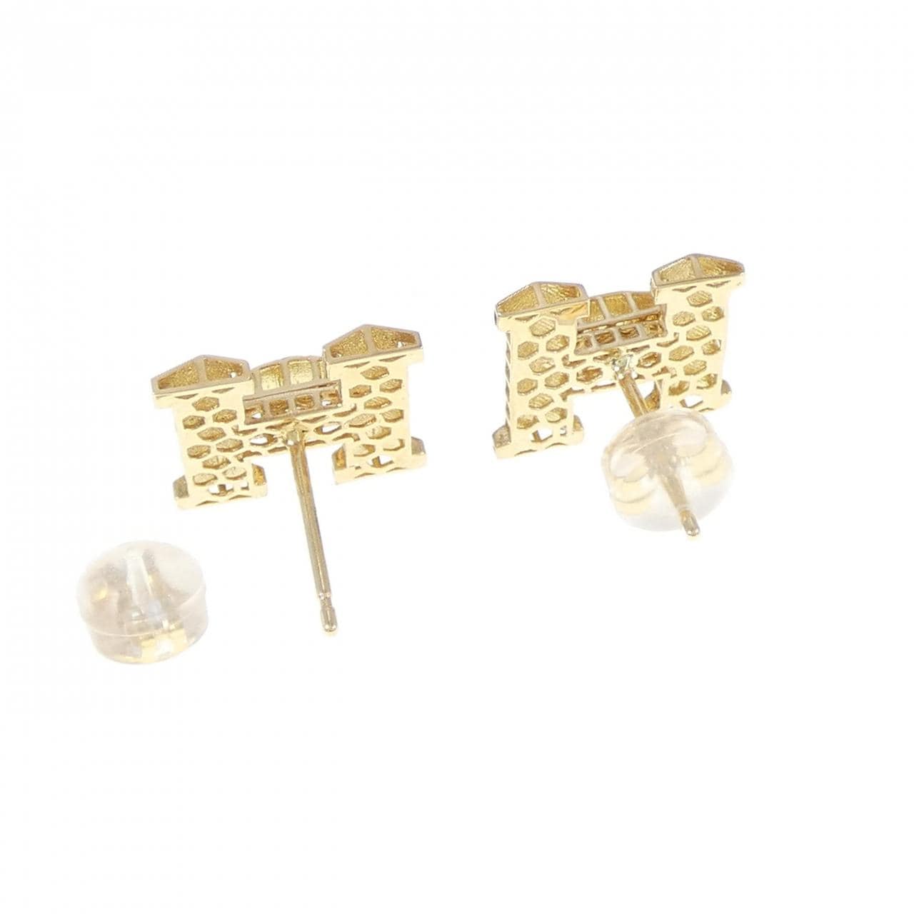 [BRAND NEW] K18YG initial H earrings