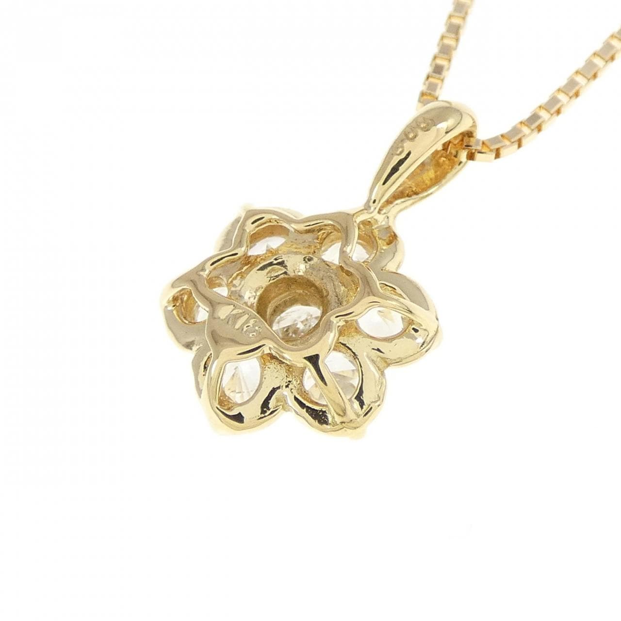 K18YG Flower White Sapphire Necklace