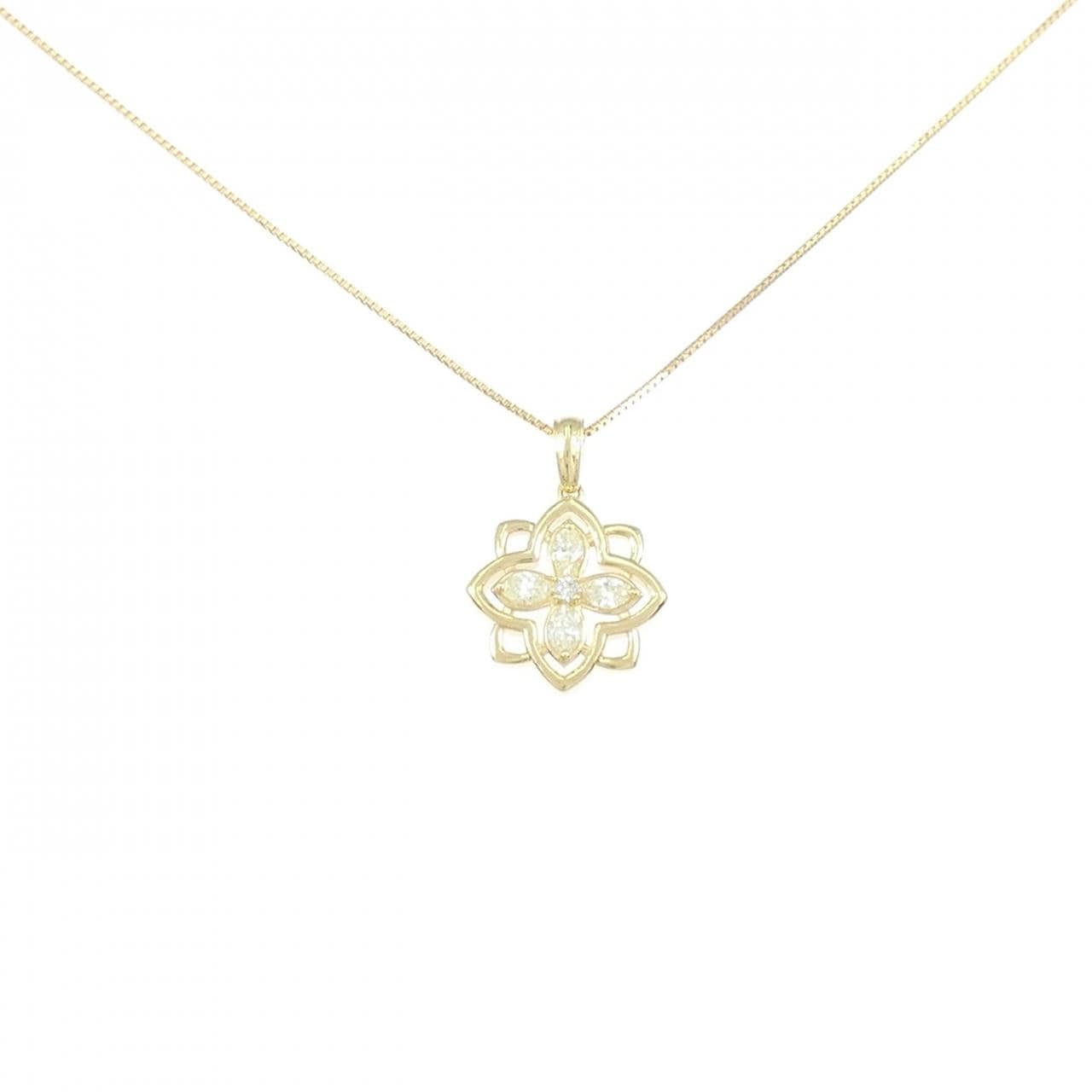 [新品] K18YG 花形钻石项链 0.18CT
