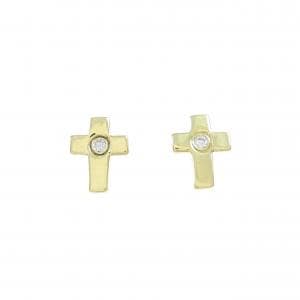 K18YG クロス ダイヤモンド ピアス 0.04CT