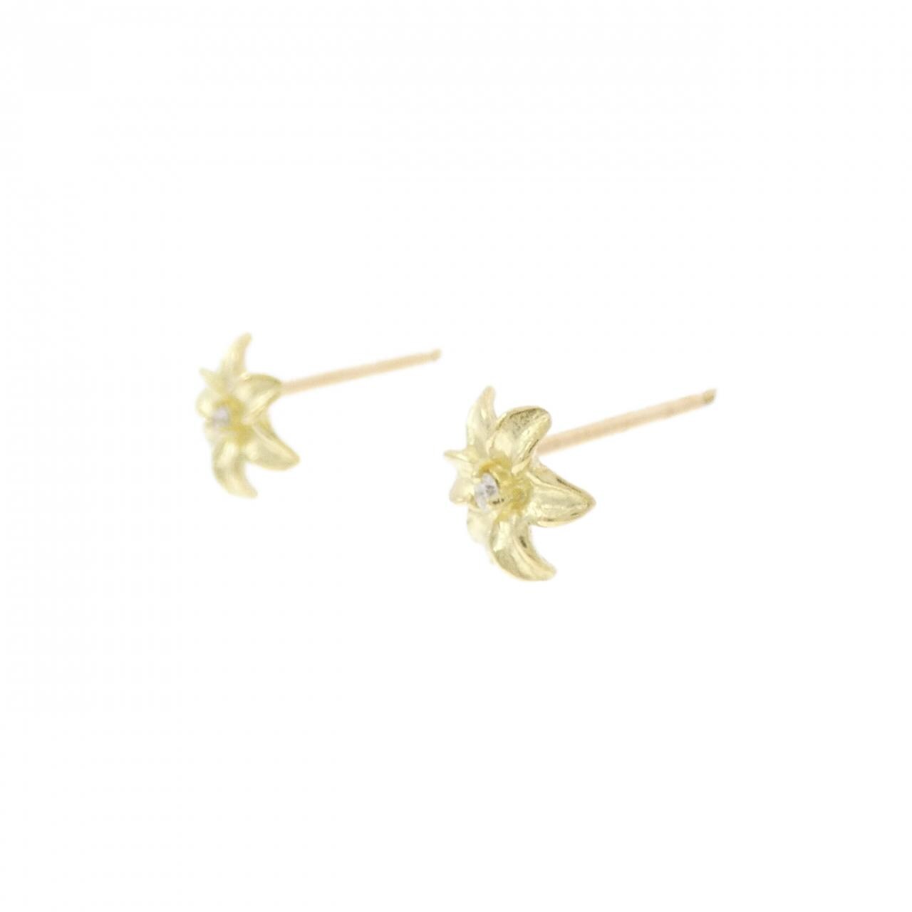 K18YG 花朵鑽石耳環 0.02CT