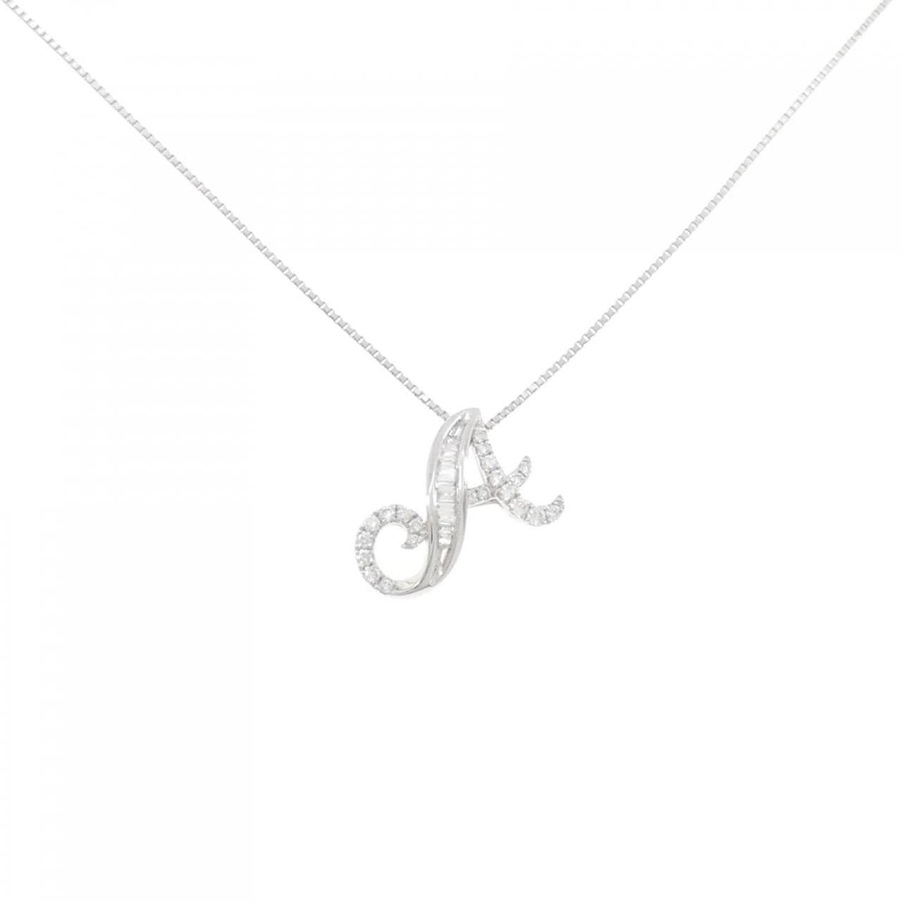 K18WG イニシャルA ダイヤモンド ネックレス 0.20CT