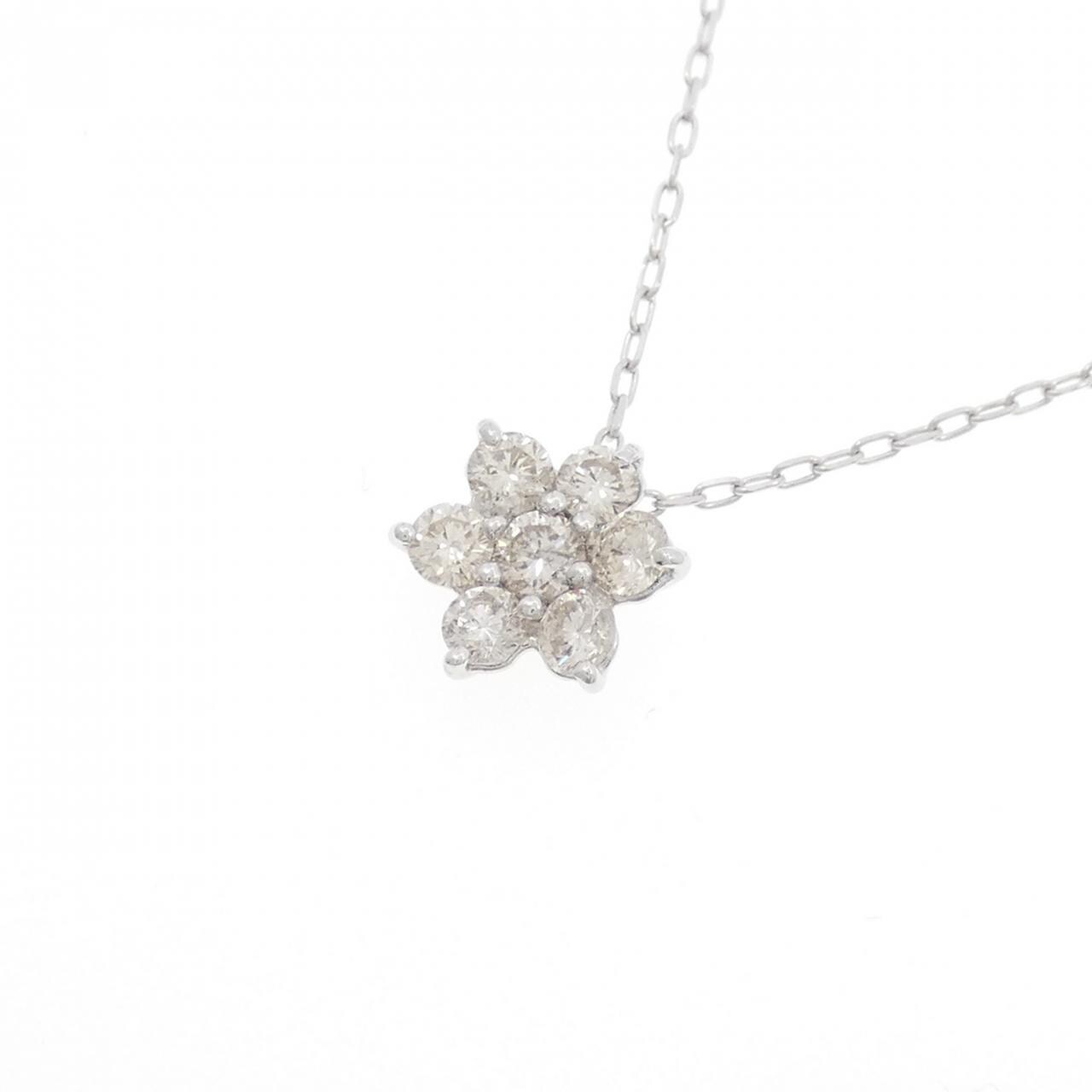 K18WG フラワー ダイヤモンド ネックレス 0.50CT