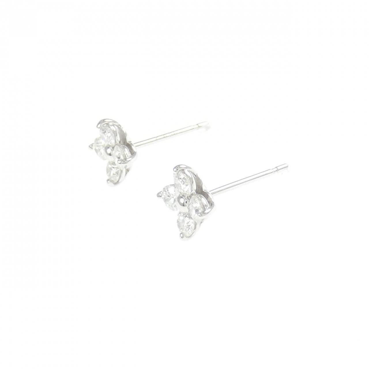 K18WG フラワー ダイヤモンド ピアス 0.5CT