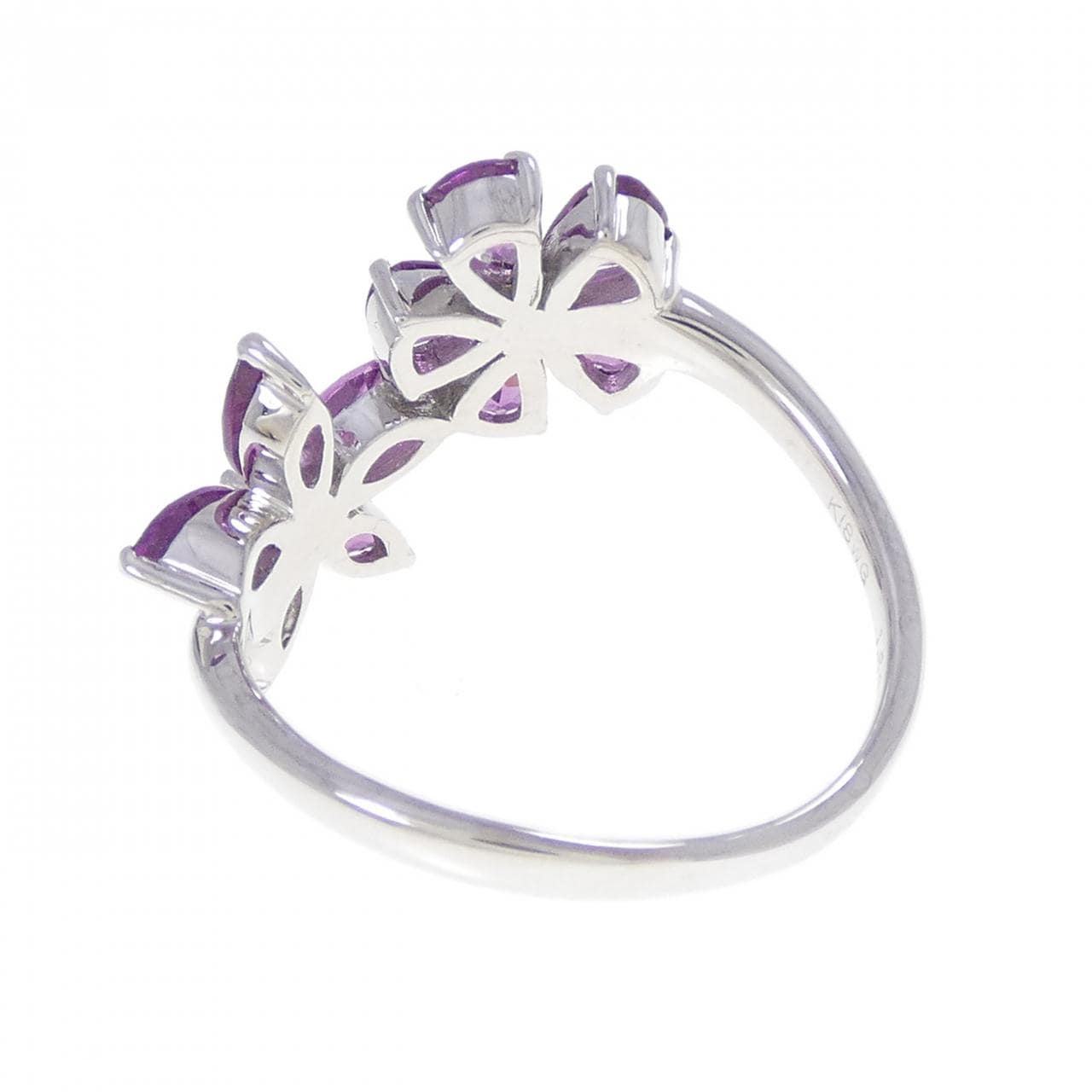 K18WG フラワー ガーネット リング 1.60CT