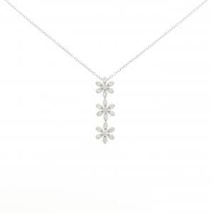 K18WG フラワー ダイヤモンド ネックレス 0.51CT