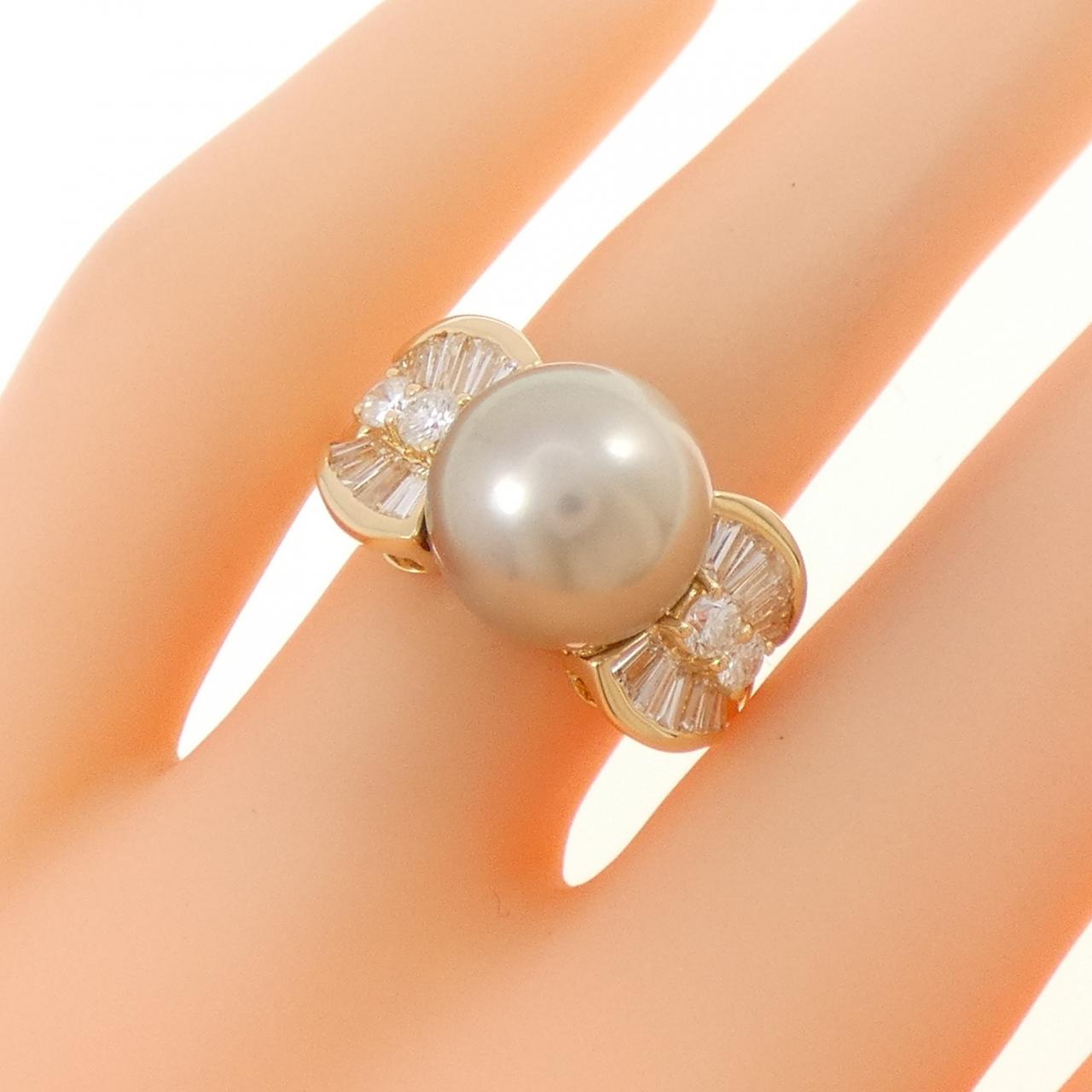 K18YG 黒蝶パール リング 10.5mm