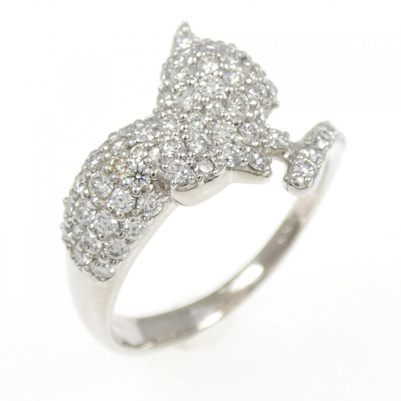 PT950 パヴェ キャット ダイヤモンド リング 0.61CT