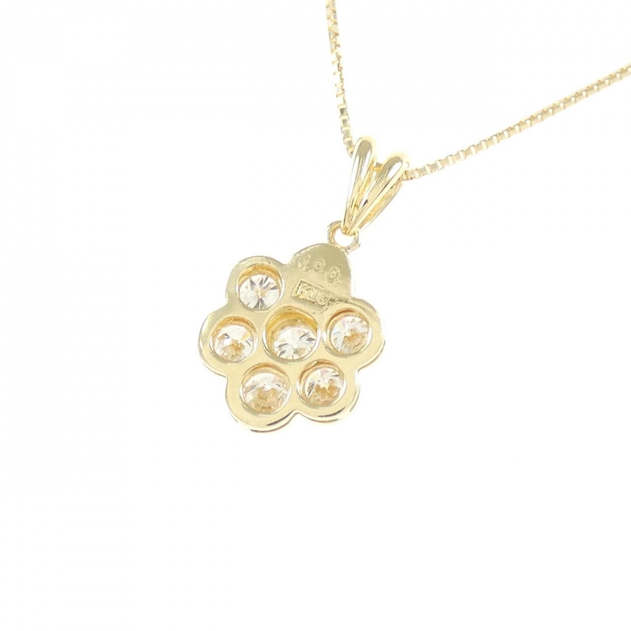 K18YG フラワー ダイヤモンド ネックレス 1.00CT