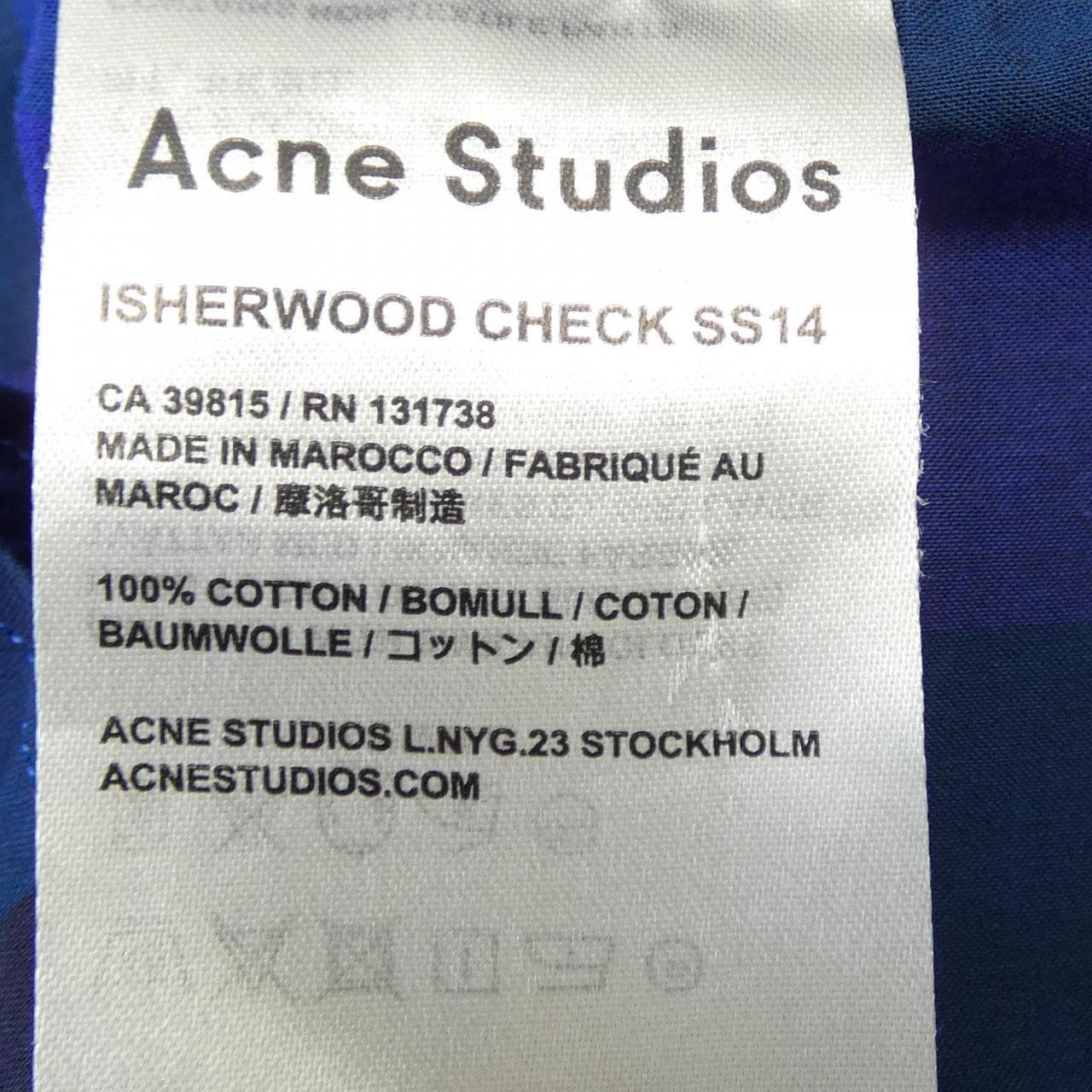 アクネストゥディオズ ACNE STUDIOS ISHERWOOD CHECK シャツ