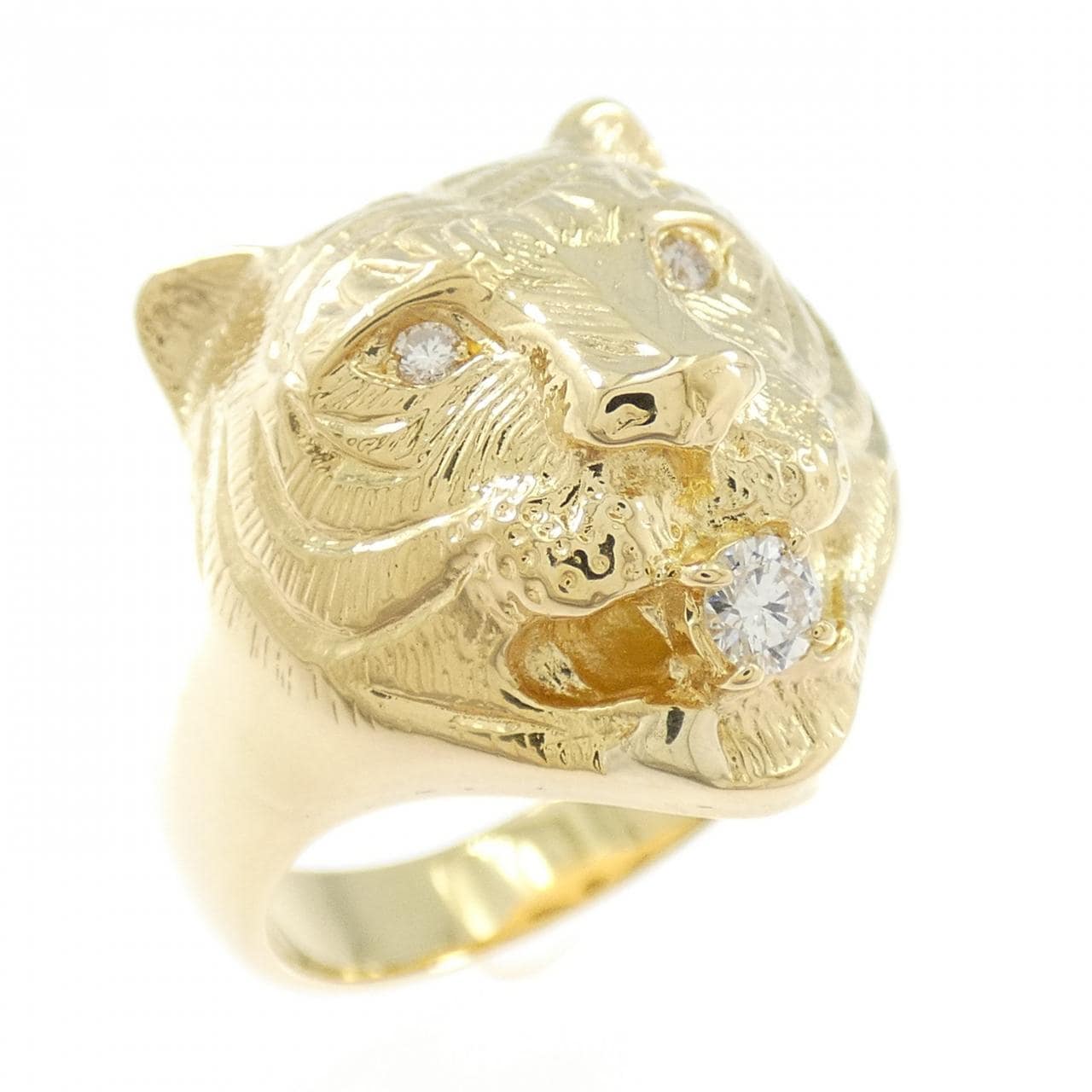 K18YG タイガー ダイヤモンド リング 0.10CT