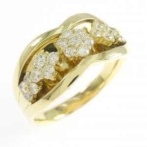 K18YG フラワー ダイヤモンド リング 0.66CT