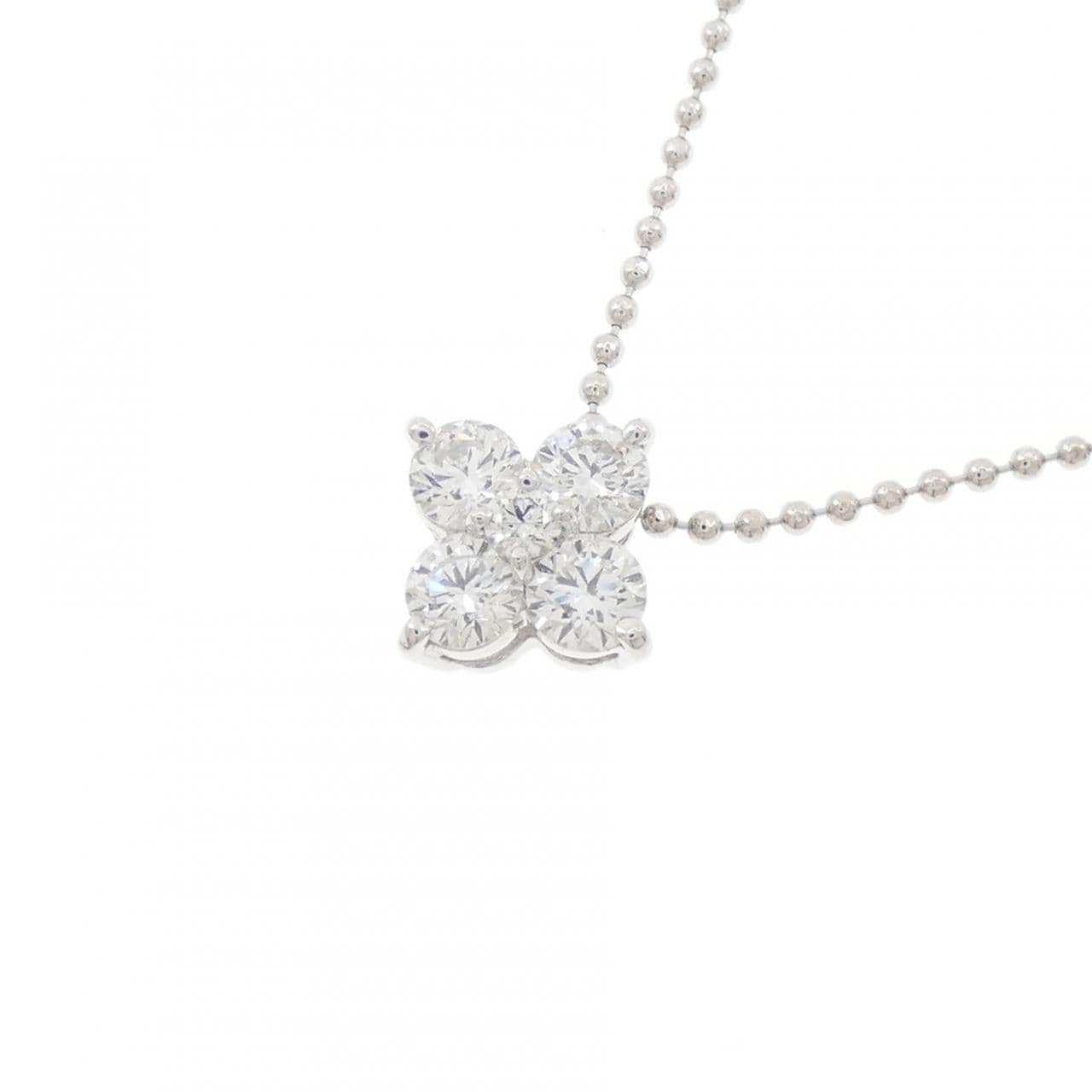 PT900/PT850 フラワー ダイヤモンド ネックレス 0.03CT