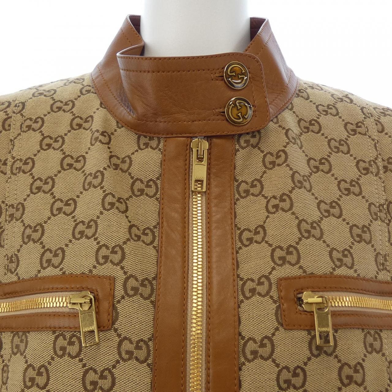 グッチ GUCCI レザー トリム GGキャンバス 681034 Z8AV6 ジャケット