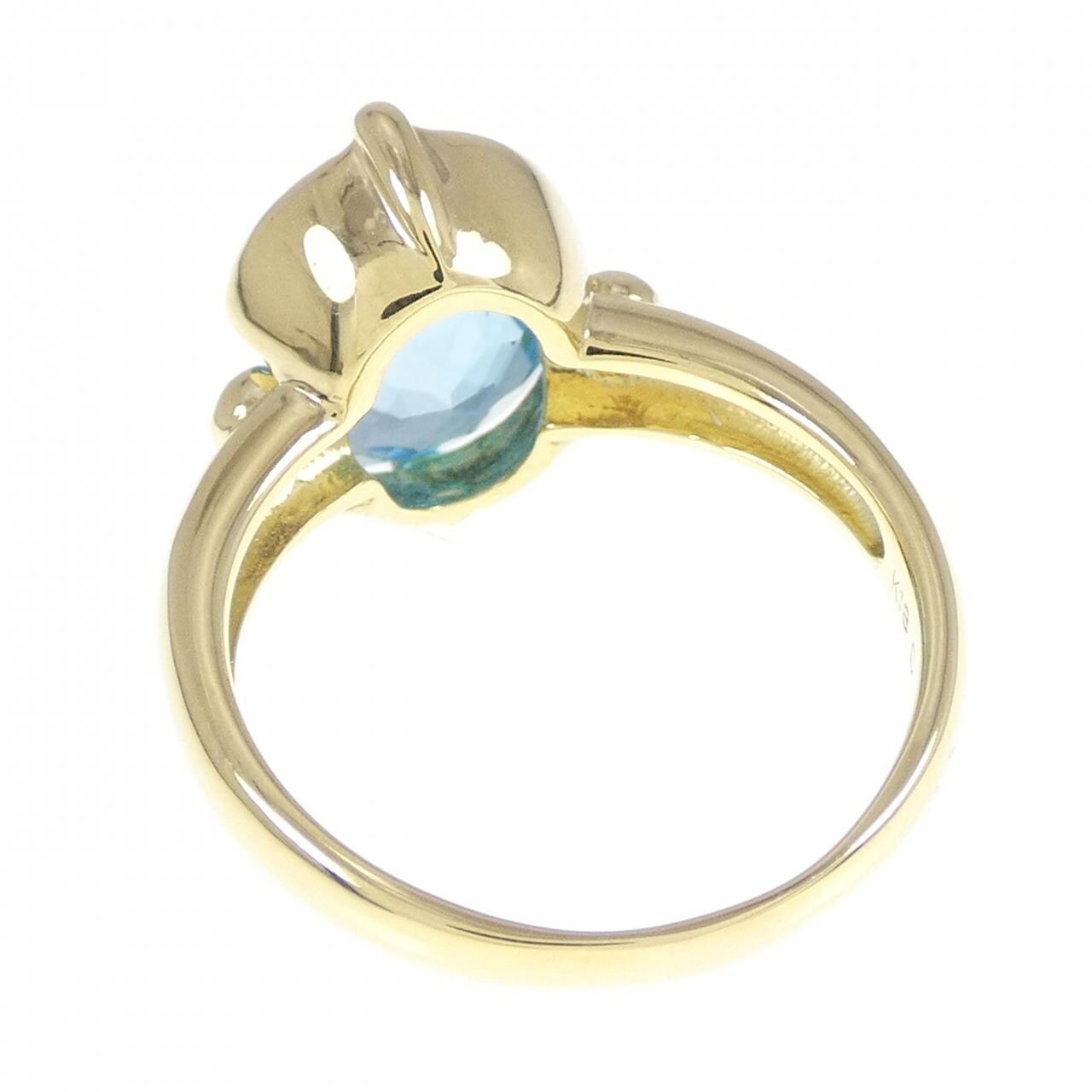 K18YG ブルートパーズ リング 4.86CT
