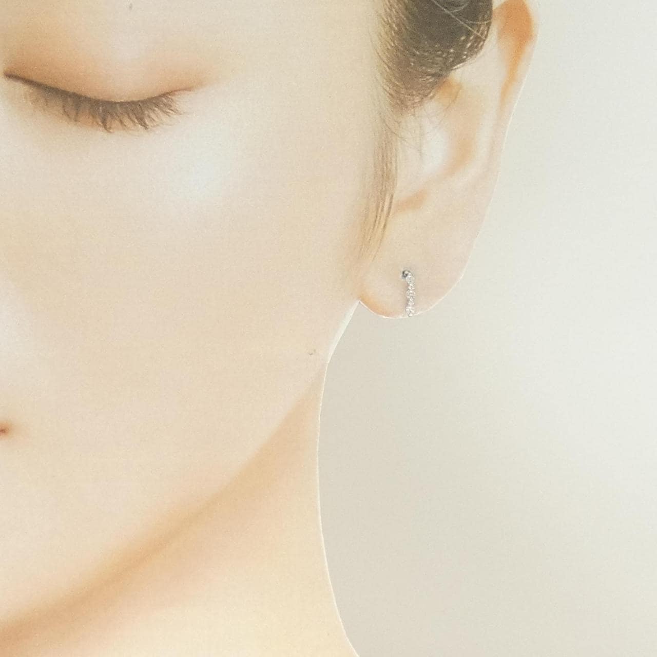 K14WG ダイヤモンド ピアス 0.12CT