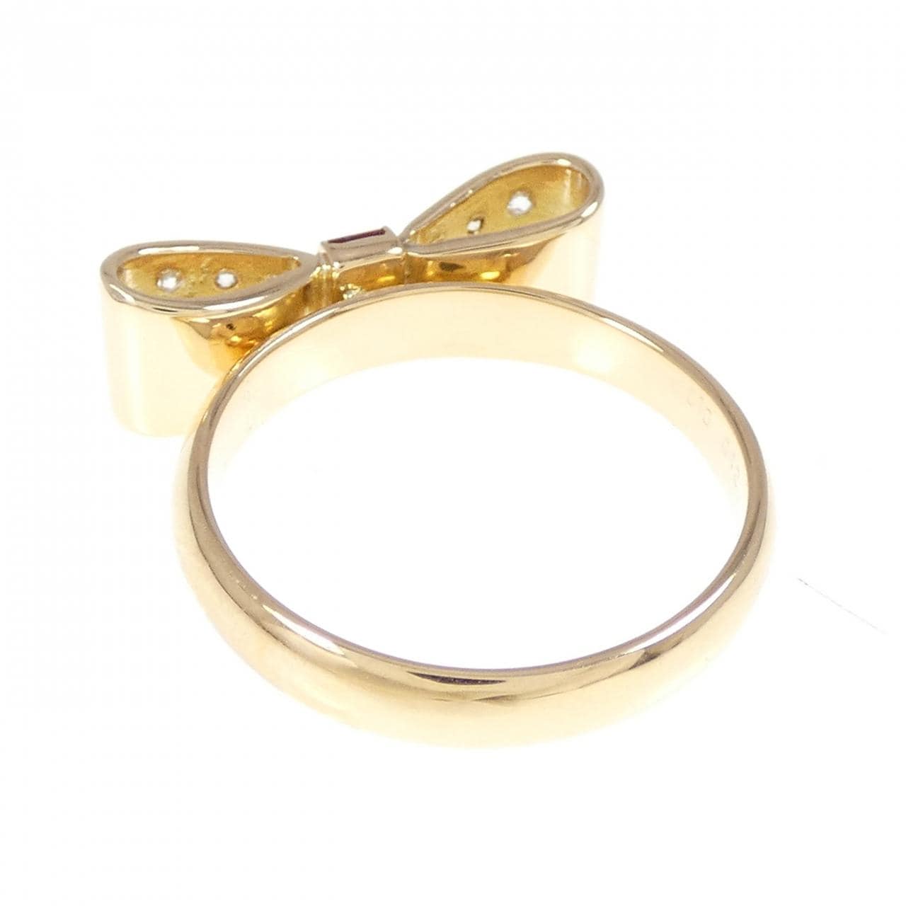K18YG リボン ルビー リング 0.16CT