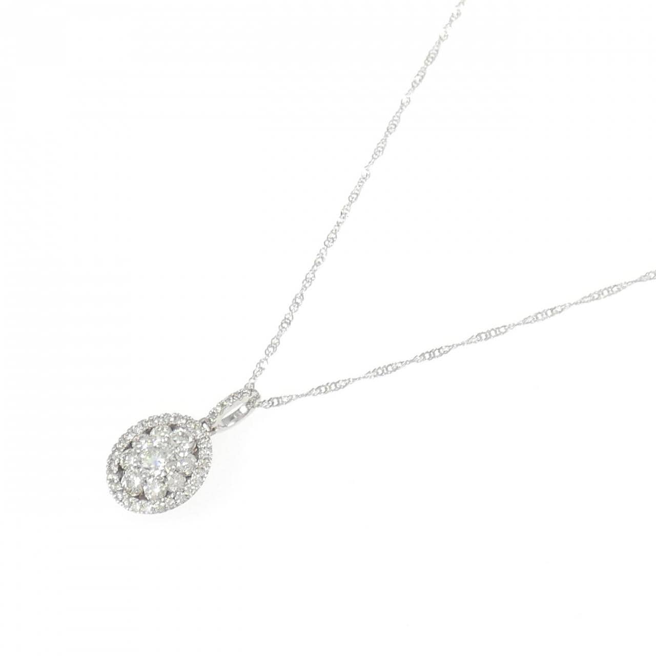 K18WG フラワー ダイヤモンド ネックレス 0.50CT