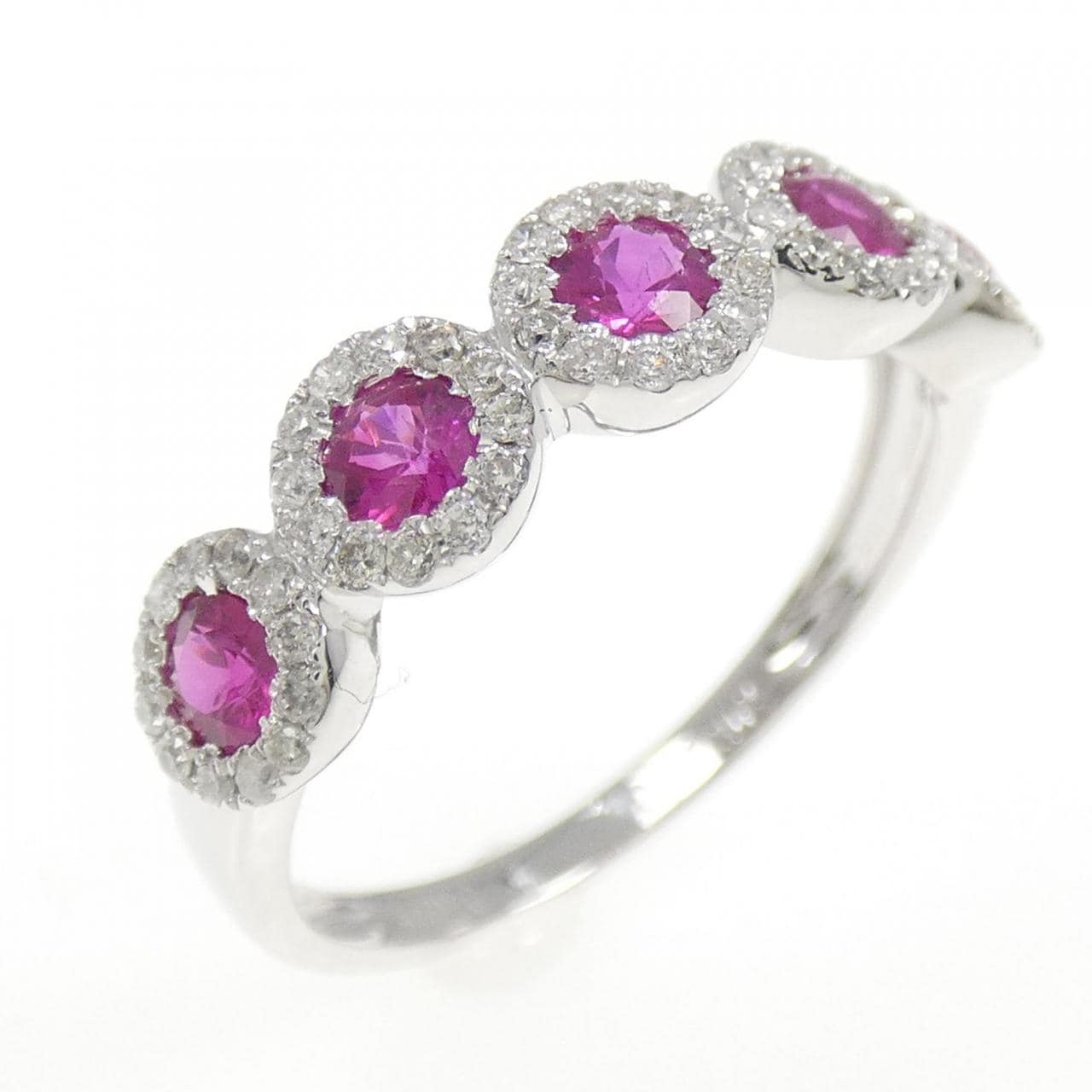 K18WG ルビー リング 0.75CT