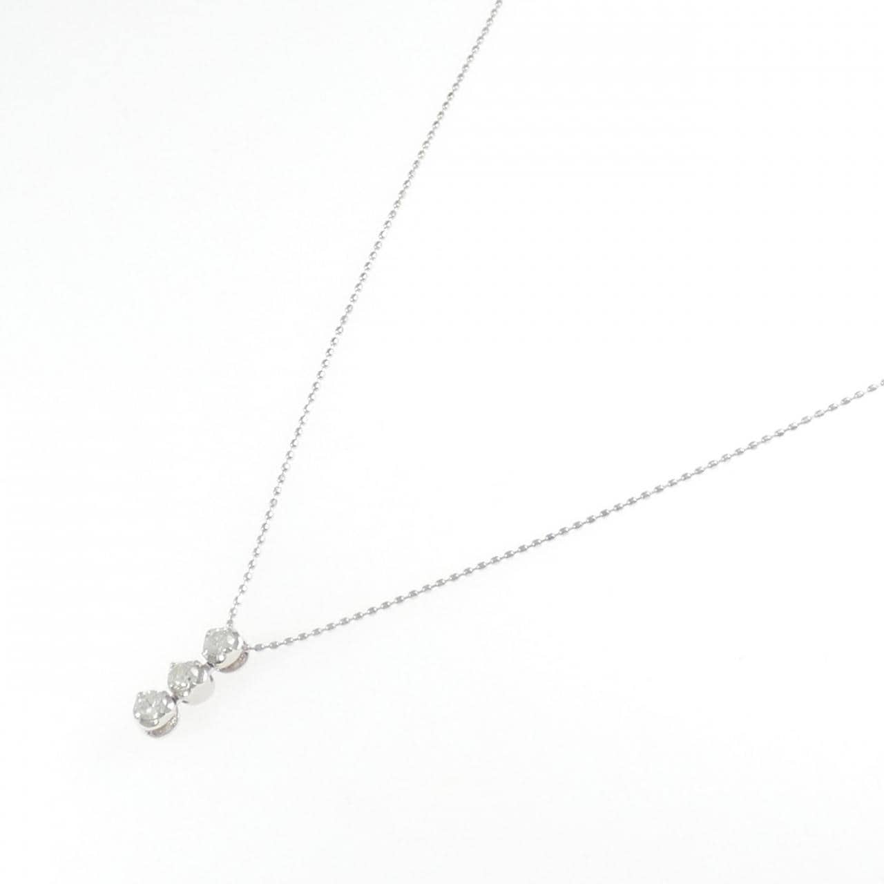 K18WG スリーストーン ダイヤモンド ネックレス 0.25CT