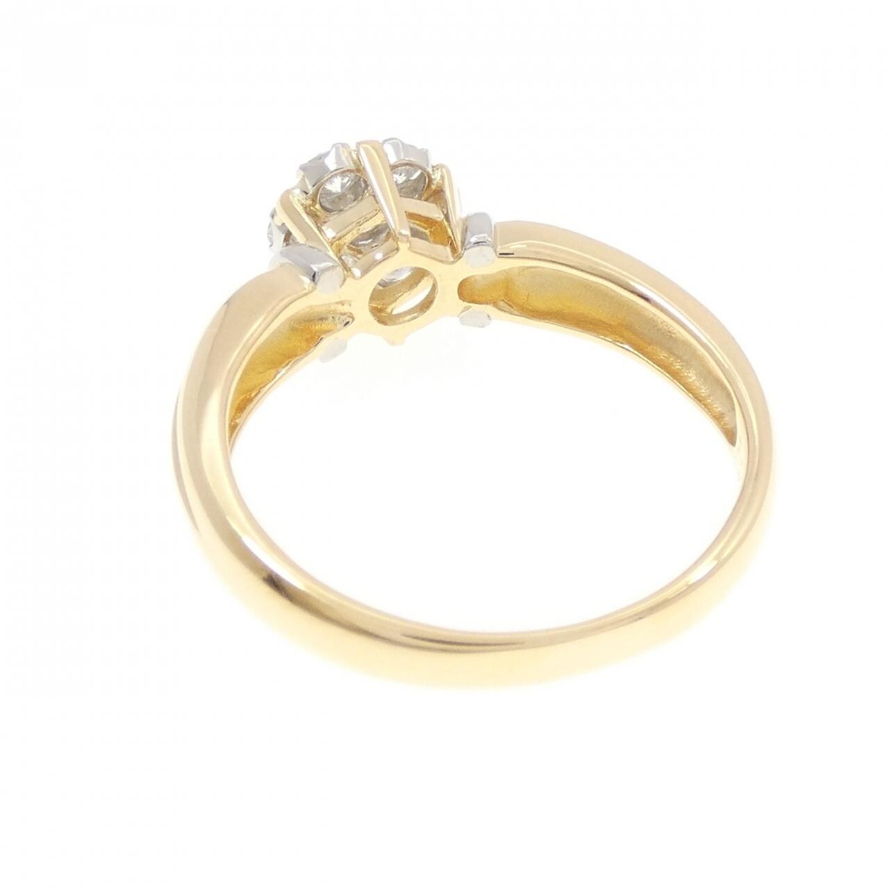 K18YG/PT900 フラワー ダイヤモンド リング 0.30CT