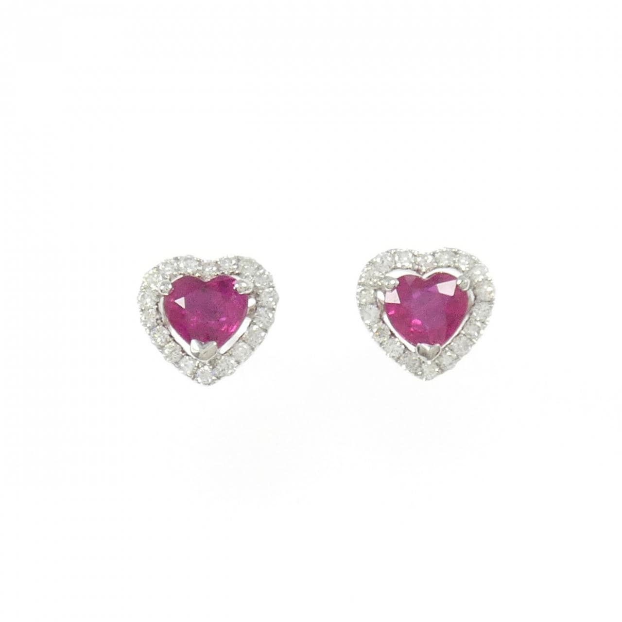 K18WG ハート ルビー ピアス 0.82CT