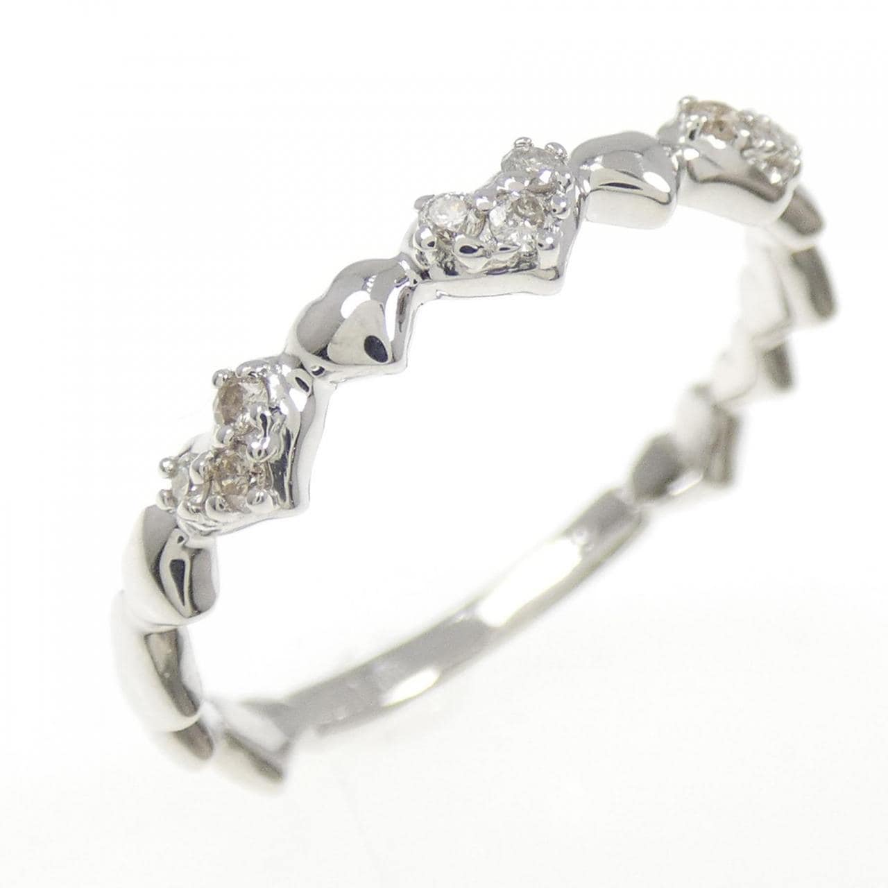 K10WG ハート ダイヤモンド リング 0.09CT