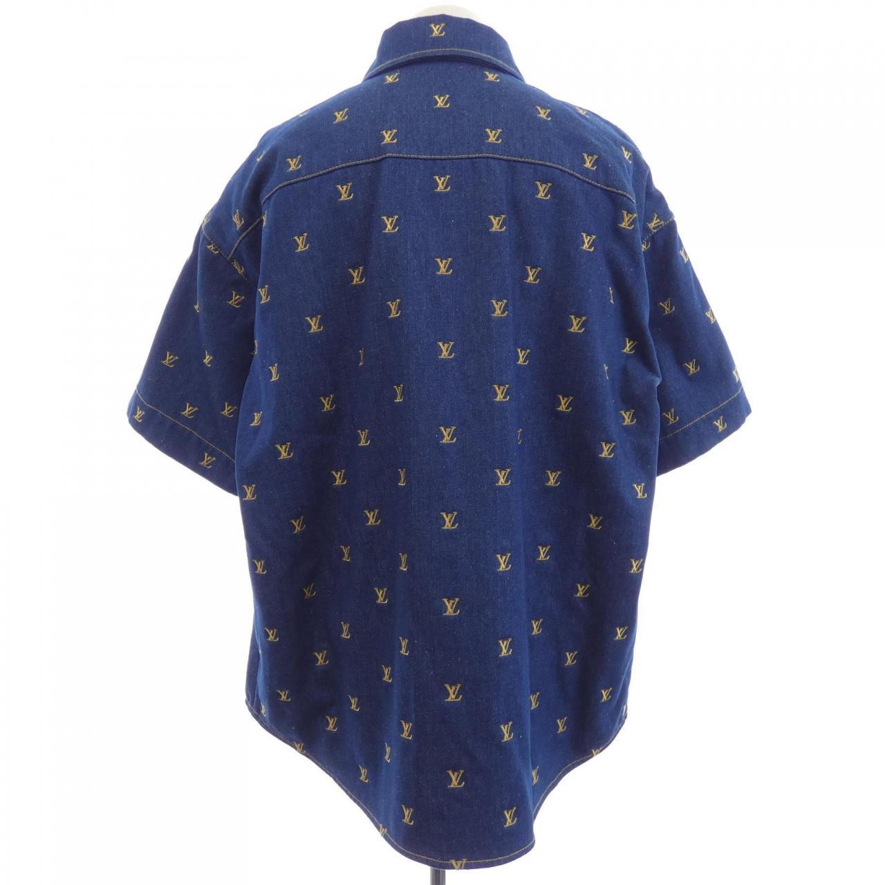 ルイヴィトン LOUIS VUITTON エンブロイダードシグネチャーショートスリーブデニムシャツ HQS90WJX1 S／Sシャツ