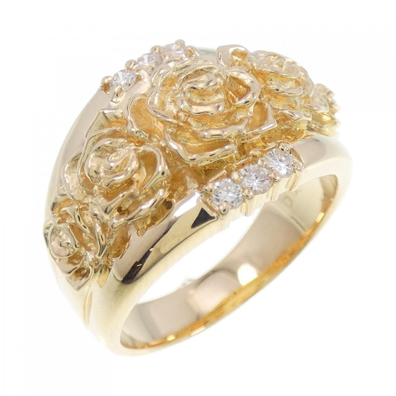 K18YG rose Diamond ring 0.13CT