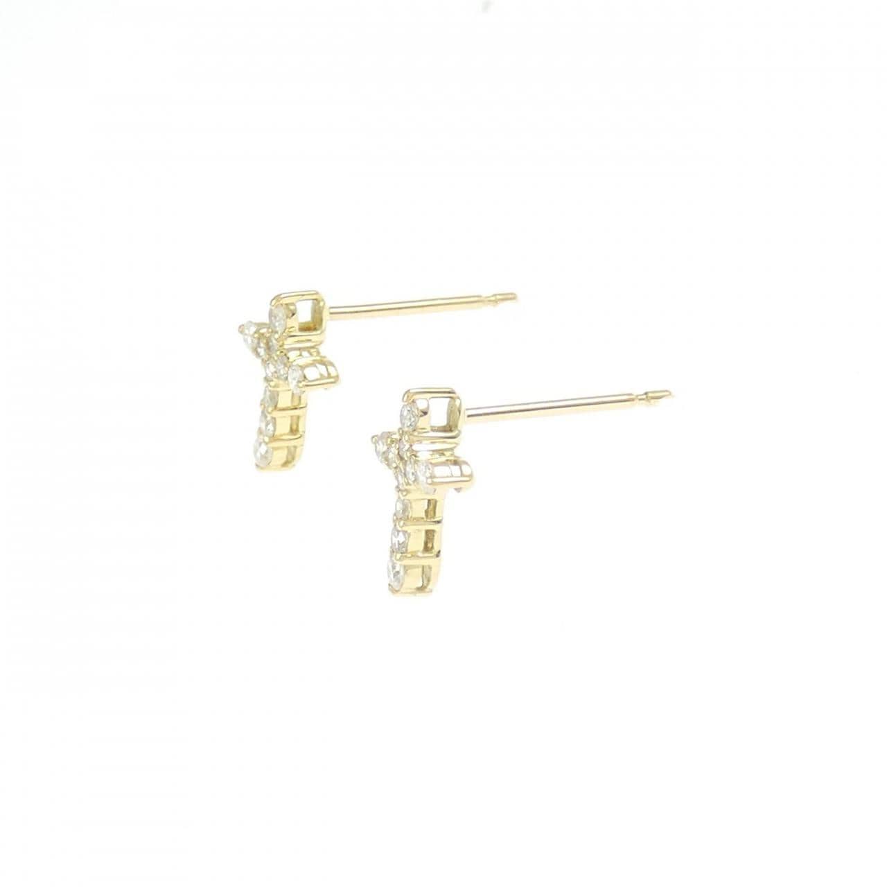 K18YG クロス ダイヤモンド ピアス 0.20CT