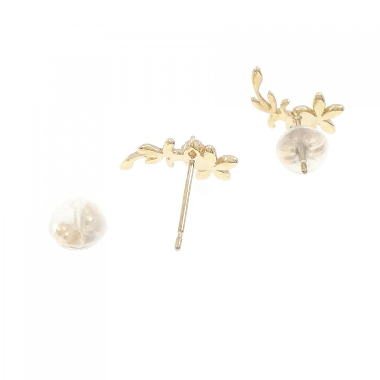 【新品】K10YG フラワー ダイヤモンド ピアス 0.04CT