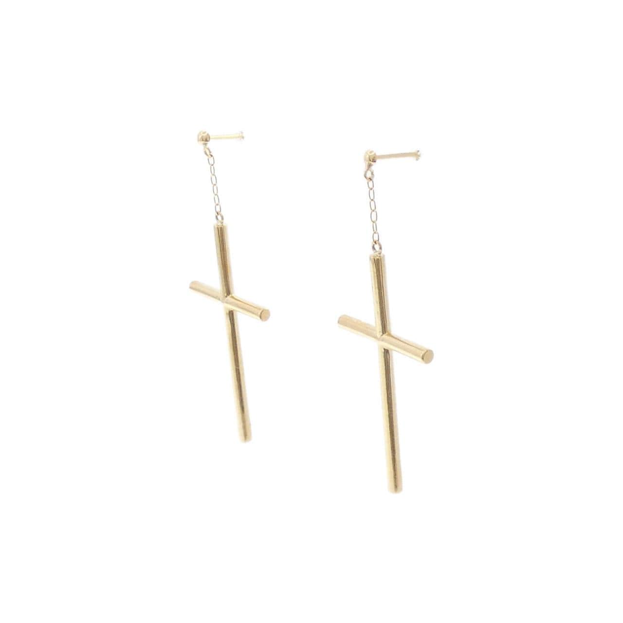[BRAND NEW] K18YG cross earrings