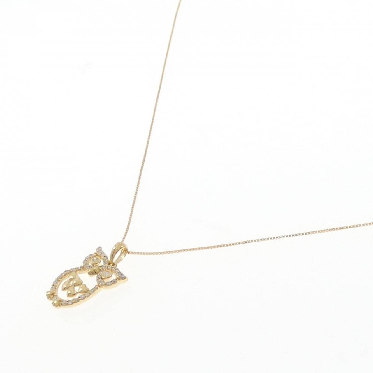 K18YG フクロウ ダイヤモンド ネックレス 0.25CT