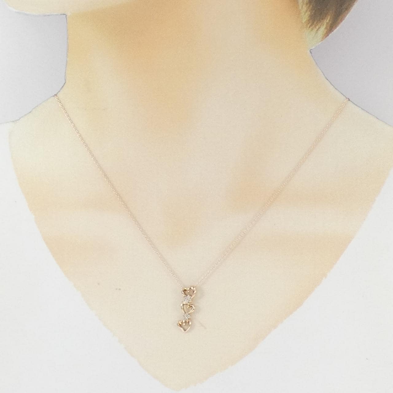 K10PG ハート ダイヤモンド ネックレス 0.06CT