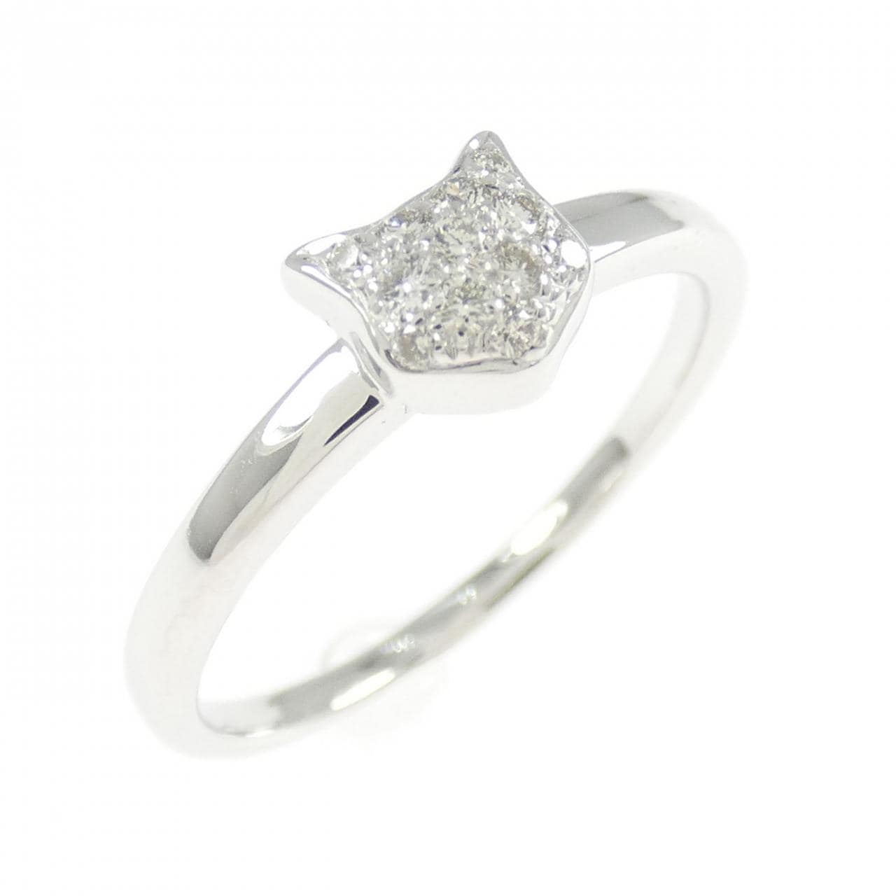 K18WG キャット ダイヤモンド リング 0.08CT