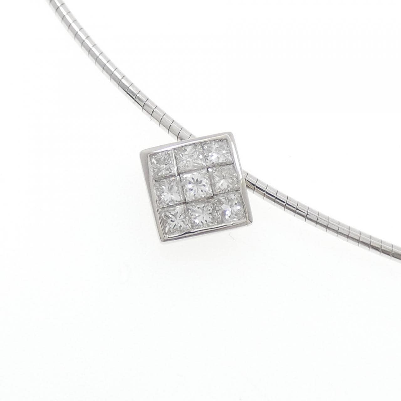 PT900/K18WG パヴェ ダイヤモンド ネックレス 0.50CT