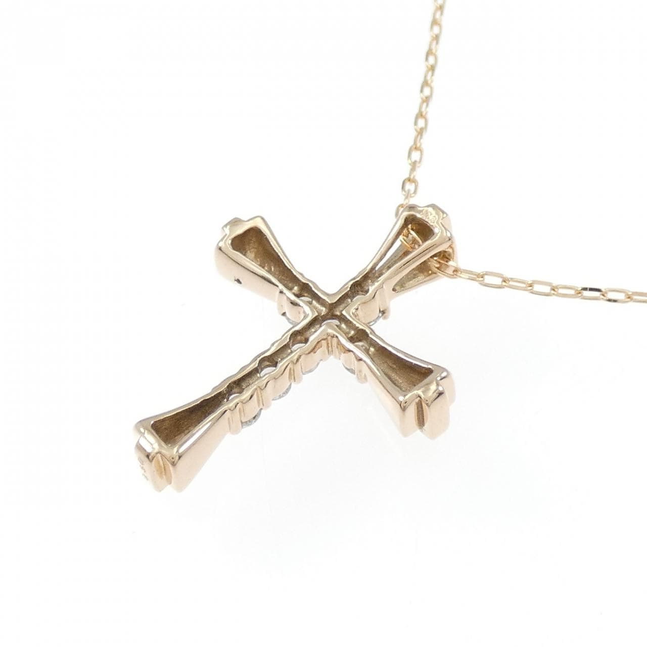 K18PG cross Diamond necklace 0.30CT